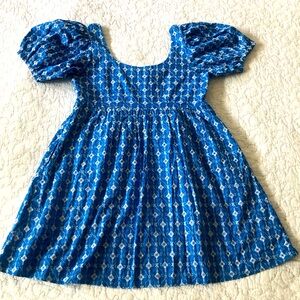 Rhode Blue and White Eyelet Puff Sleeve Babydoll Sundress Size M